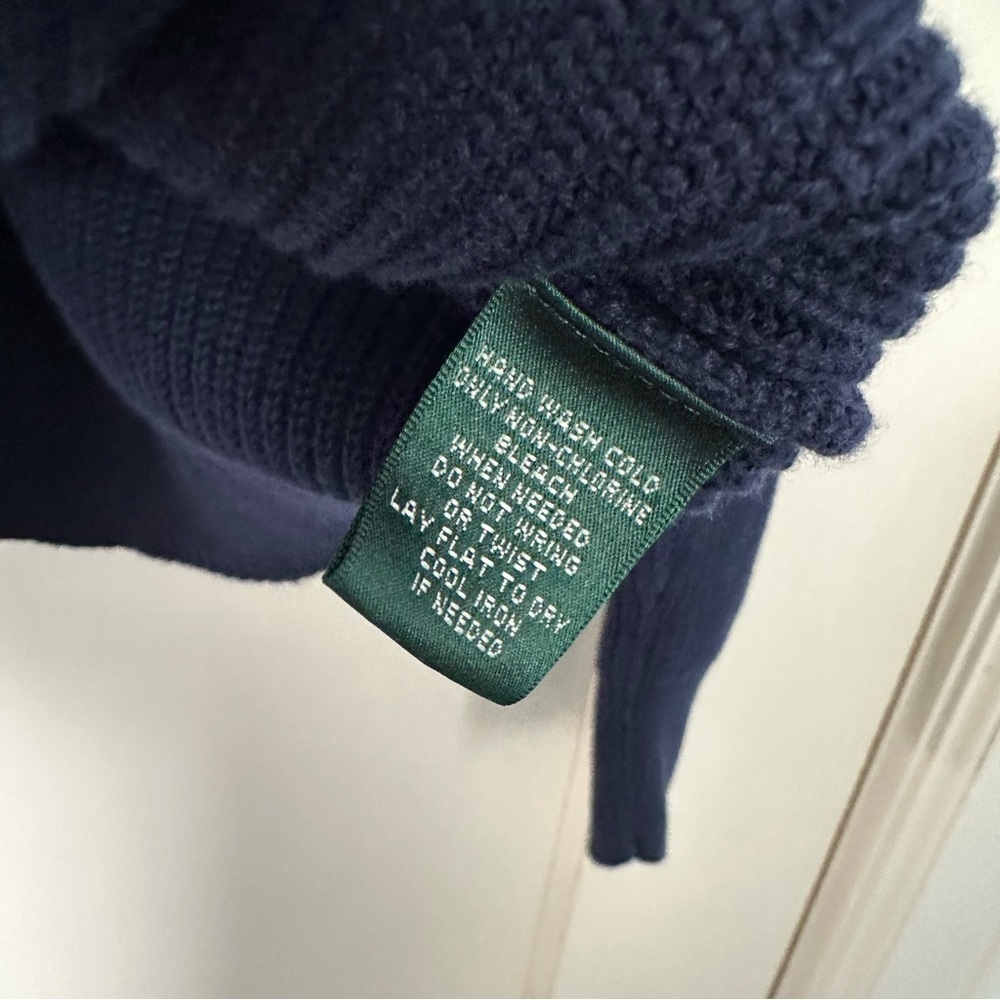 Lauren Active Ralph Lauren Sweater Ribbed Knit Nautical Navy White L - Picture 7 of 10